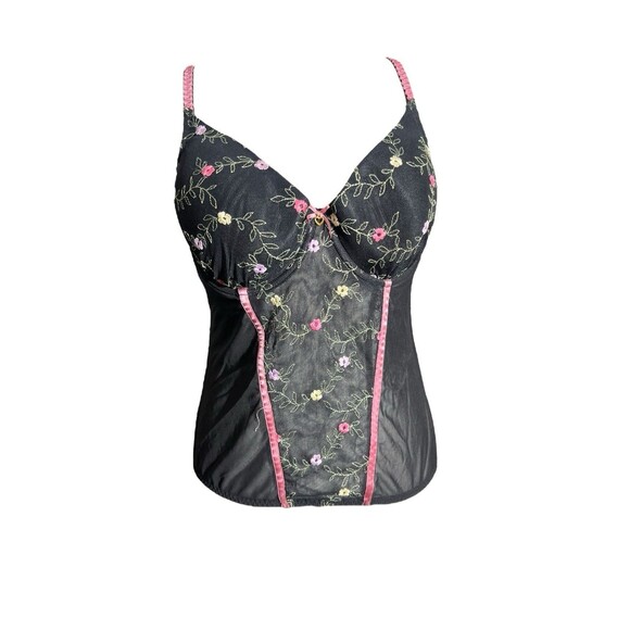 Y2K Secret Treasures Floral Mesh Bustier Cropped Tank Top Sz 38C - Picture 7 of 11